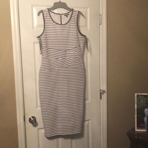 Black and white slim fitted dress